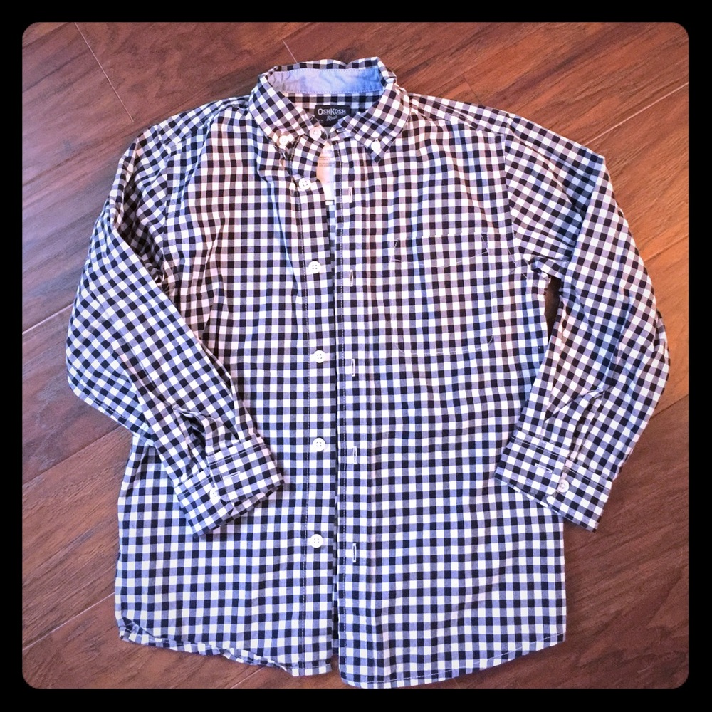 Boys Osh Kosh Navy/White Check Button Down Shirt